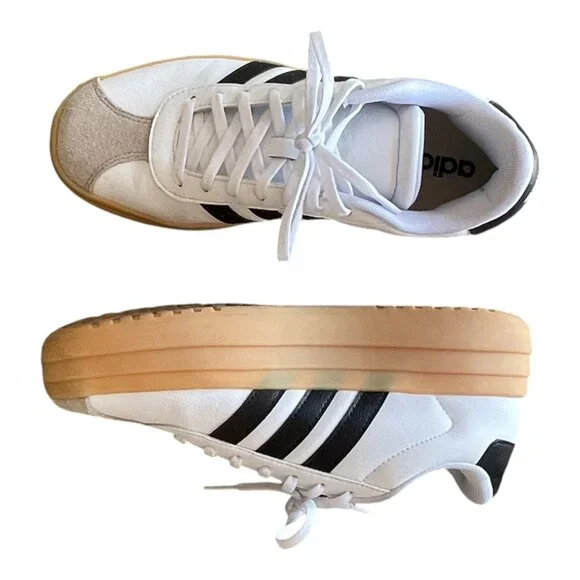 Adidas VL Court Bold Platform Sneaker in Black & White - Size 7 - Picture 10 of 10